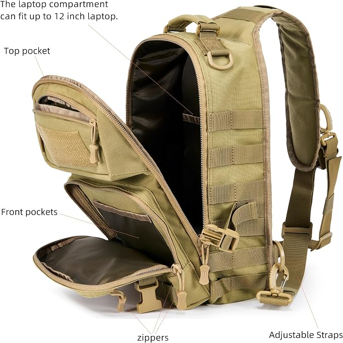 15L Tactical Crossbody Sling Bag | Everyday One Shoulder Backpack Fit 12 Inch - Image 6