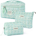 Makeup Bag 3 PCS Quilted Cosmetic Bags by Lodmemo
