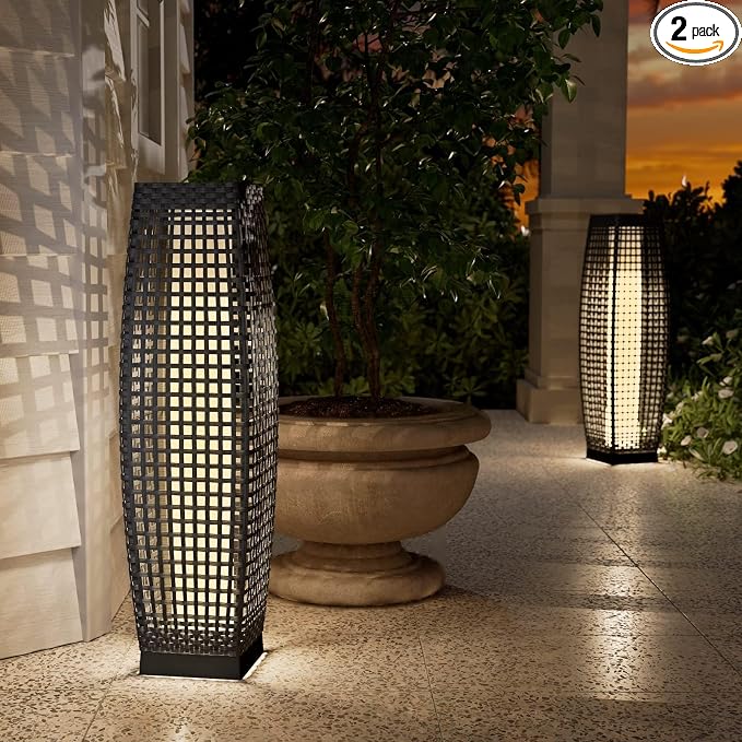 Grand patio 2-Piece Outdoor Floor Lamp Solar Powered Lantern Water-Resistant by GrandPatio