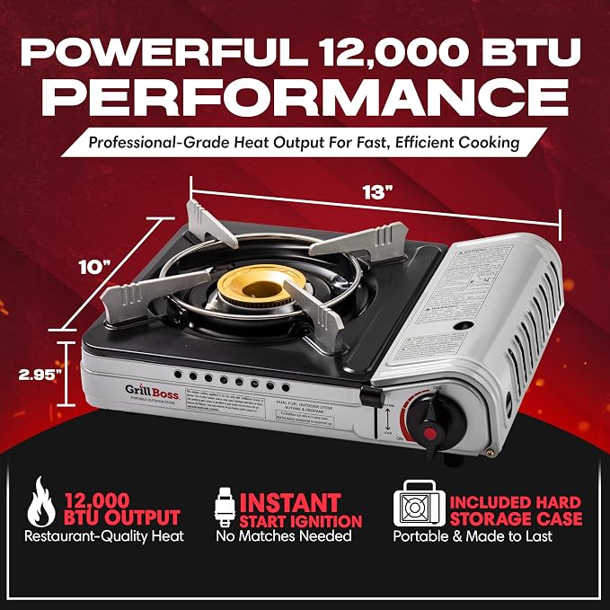 Dual Fuel Portable Stove Combo, Dual Fuel Butane & Propane Stove, 12K BTU - Image 3