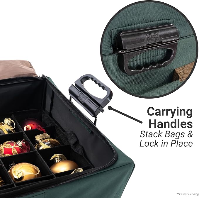 TreeKeeper Stack & Lock™ Green Christmas Ornament Storage Box Holds 72 - Image 3