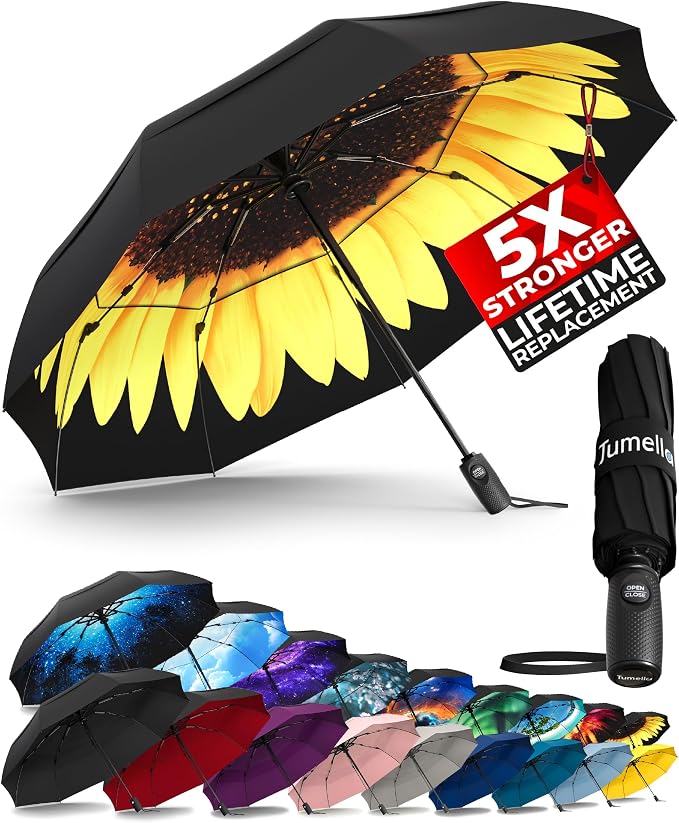TUMELLA Strongest Windproof Travel Umbrella, Small Strong but Light Portable by Tumella
