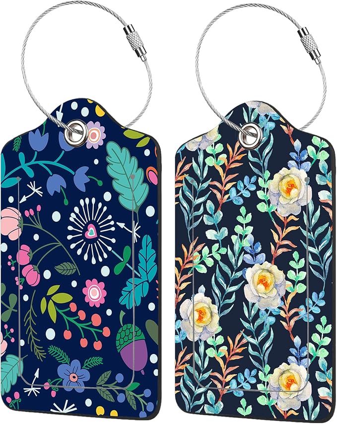 2 Pack Beautiful Floral Luggage Tags by EOBKLAX