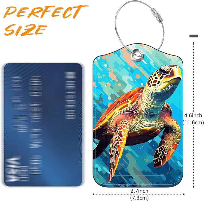 Sea Turtle Luggage Tag for Suitcase 2 Pack Leather Luggage Tag - Image 2