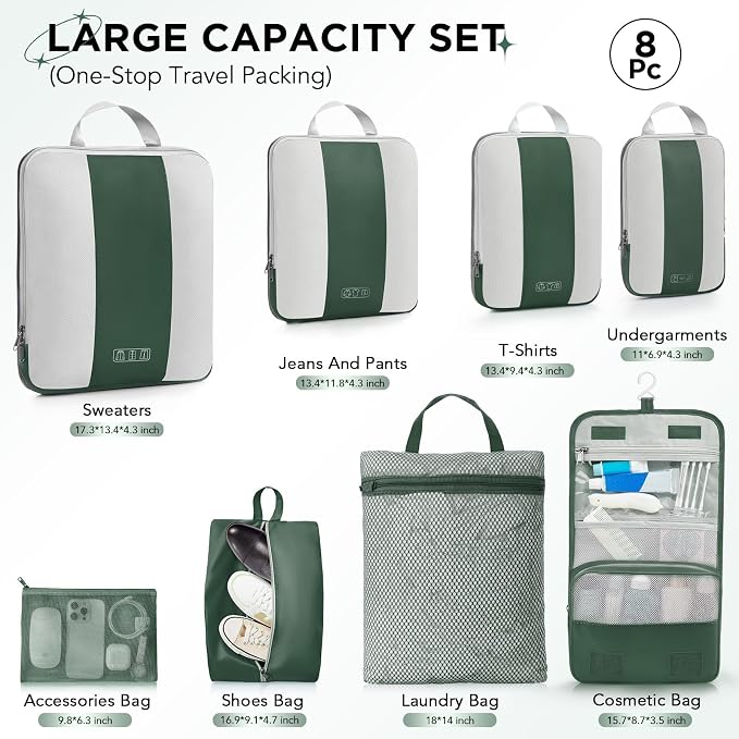 8 Set Compression Packing Cubes - Image 2