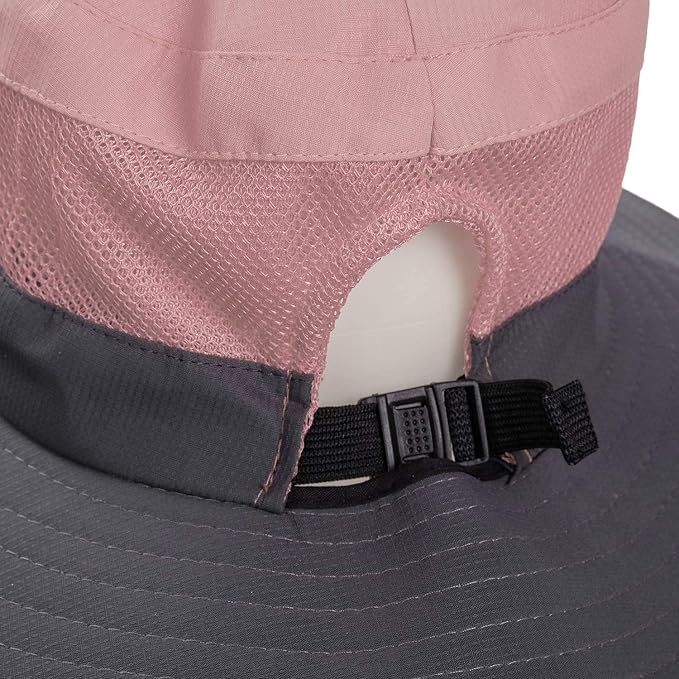 Rosoz Ponytail Sun Bucket Hats for Women UV Protection Foldable Mesh Wide Brim - Image 4