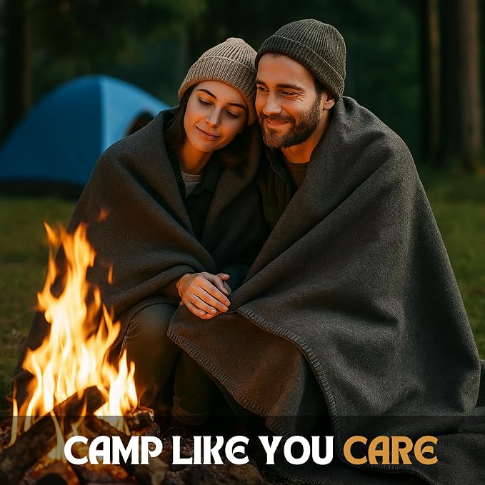 Wool Camping Blanket – 70% Wool Heavy-Duty Military Style Throw, Warm & Washable - Image 5