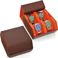 Watch Roll Travel Case for 4 Watchs Storage and Organizer, Leather Watch Box by Flyroom