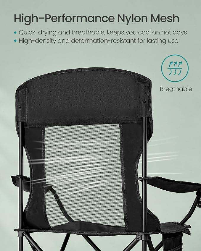 SONGMICS Breathable Camping Chairs, Foldable Outdoor Chairs Set of 2, High Back - Image 4