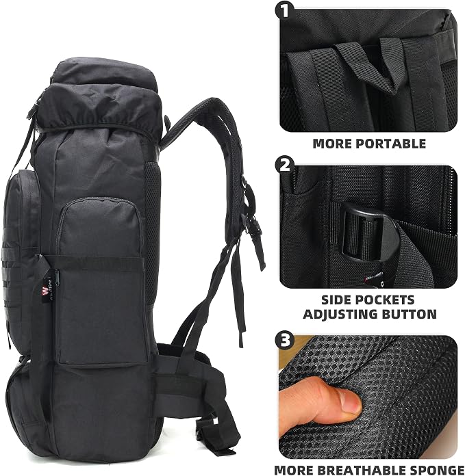 King'sGuard 70L Camping Hiking Backpack Tactical Backpack Military Molle - Image 3