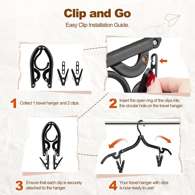 HOUSE DAY Foldable Travel Hangers 20 Pack w/10 Clips, Cruise Essentials 2025 - Image 8
