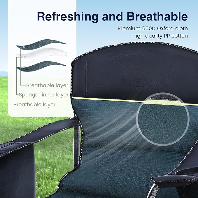 HIGH POINT SPORTS Oversized Camping Folding Chair, Heavy Duty Portable Outdoor - Image 6