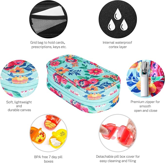 Serfeymi Weekly Travel Pill Organizer 2 Times A Day AM PM Upgraded Rainbow Pill - Image 3