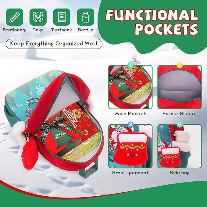 SUN EIGHT Kids Christmas Backpack – Glow in the Dark Santa & Reindeer Design - Image 6