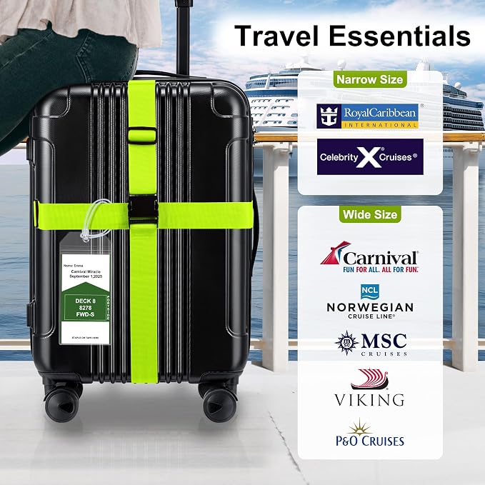 8 Pack Luggage Straps and Cruise Luggage Tags Set, Luggage Straps - Image 5