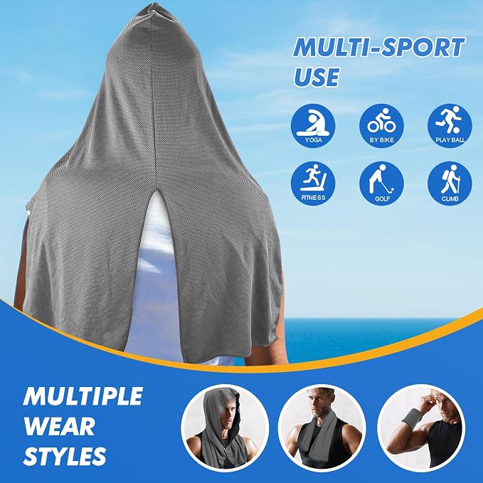 4 Pack Cooling Hoodie Towels for Neck and Face, UPF 50 Sun Protection & Instant - Image 5