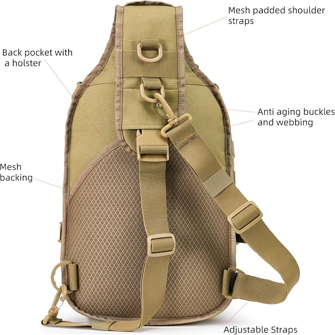 15L Tactical Crossbody Sling Bag | Everyday One Shoulder Backpack Fit 12 Inch - Image 5