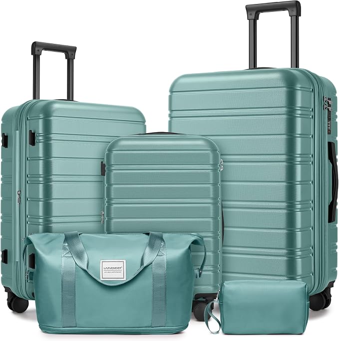 LARVENDER Luggage Sets 5 Piece Hardside Expandable Suitcase by LARVENDER