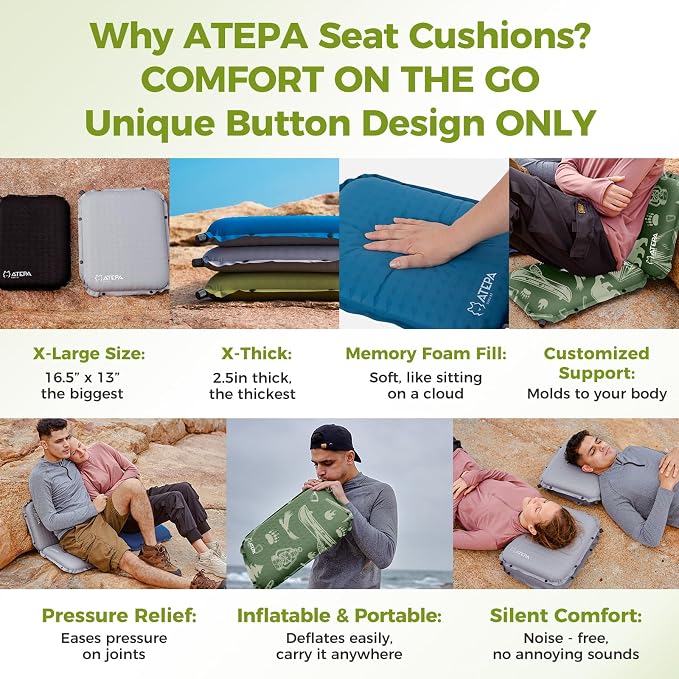 ATEPA Inflatable Stadium Seat Cushion, Self-Inflating Memory Foam Stadium Seats - Image 7