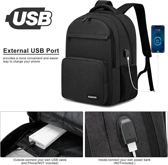 Black Backpack for School, college Backpack for Teens, - Image 3