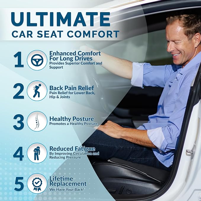 ComfiLife Car Seat Cushion – Premium Wedge Memory Foam Car Cushions - Image 2