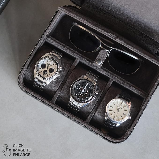 TAWBURY 3 Slot Watch Case Plus Storage – Luxury Leather Watch Travel Case - Image 7