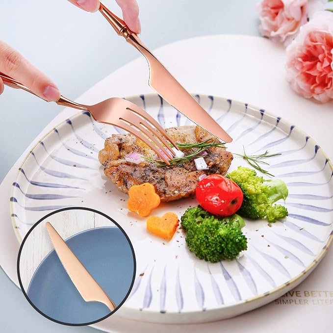 20-Piece Rose Gold Silverware Set - Image 6