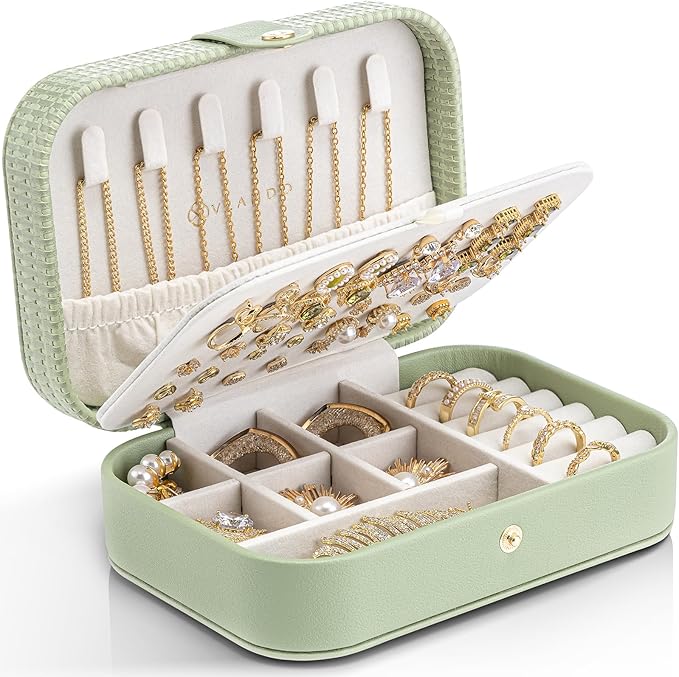 Vlando Travel Jewelry Case, PU Leather Travel Jewelry Box by VLANDO