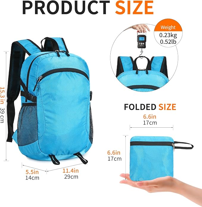 Small Hiking Daypack, 15L Waterproof Hiking Backpack Packable Lightweight - Image 3