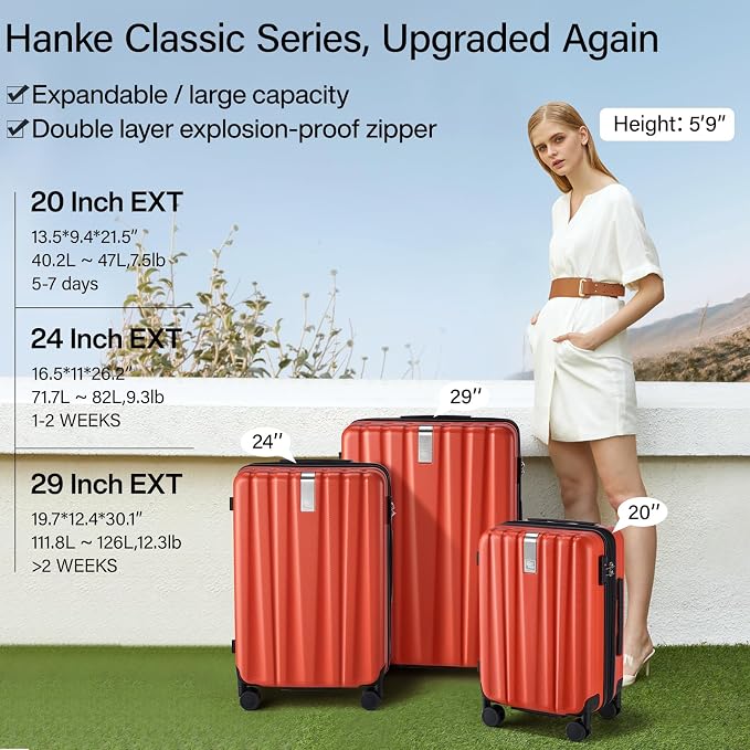 Hanke 29 Inch Expandable Checked Luggage Lightweight PC Hard Shell Luggage - Image 2