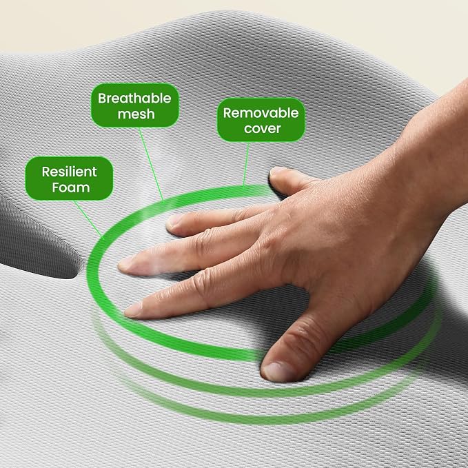 Benazcap Large Seat Cushion for Office Chair Memory Foam Coccyx Pain Relief - Image 7