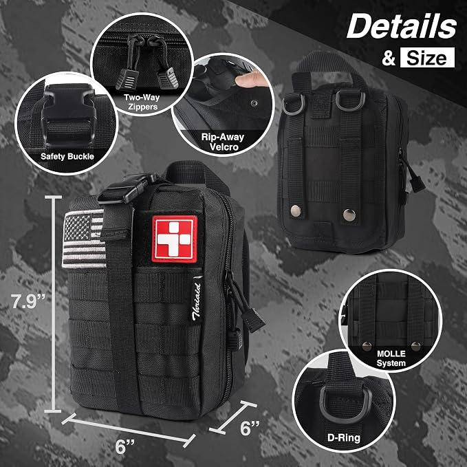 Survival First Aid Kit with Israeli Bandage, Chest Seal, Tactical Military - Image 5