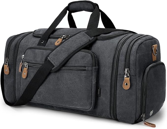 Gonex Canvas Duffle Bag 60L Travel Duffel Overnight Weekend Bag by Gonex