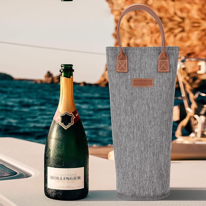 Single Bottle Insulated Wine Tote, 1 Bottle Wine Carrier Bag Padded Wine Cooler - Image 6