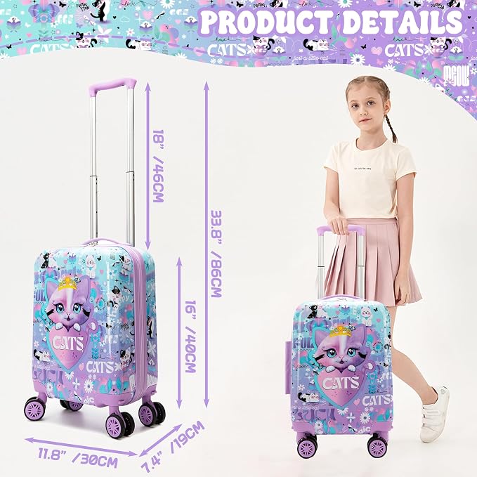 Kid’s Luggage Set 5 Piece Suitcase Set 16’’ Hardside Luggage - Image 2