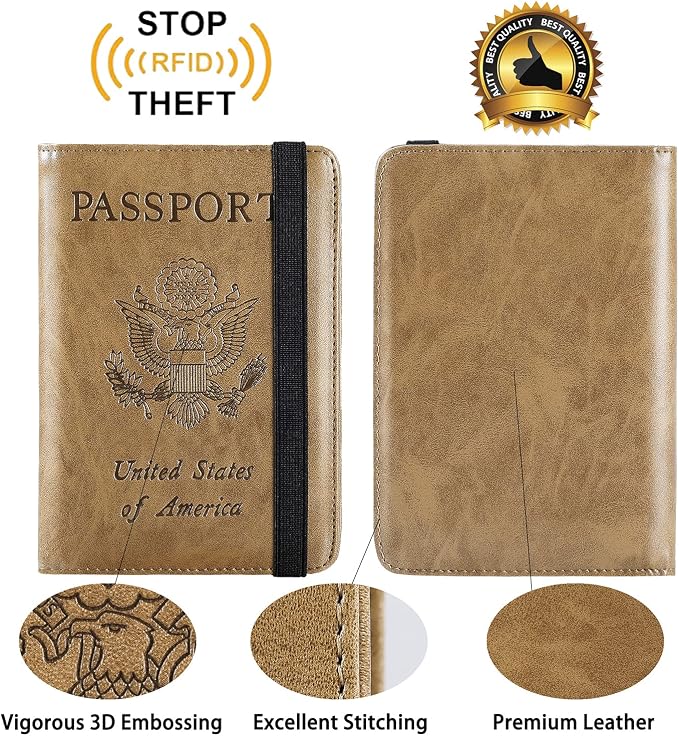 Passport Holder Cover Wallet Travel Essentials RFID Blocking Leather Card Case - Image 2