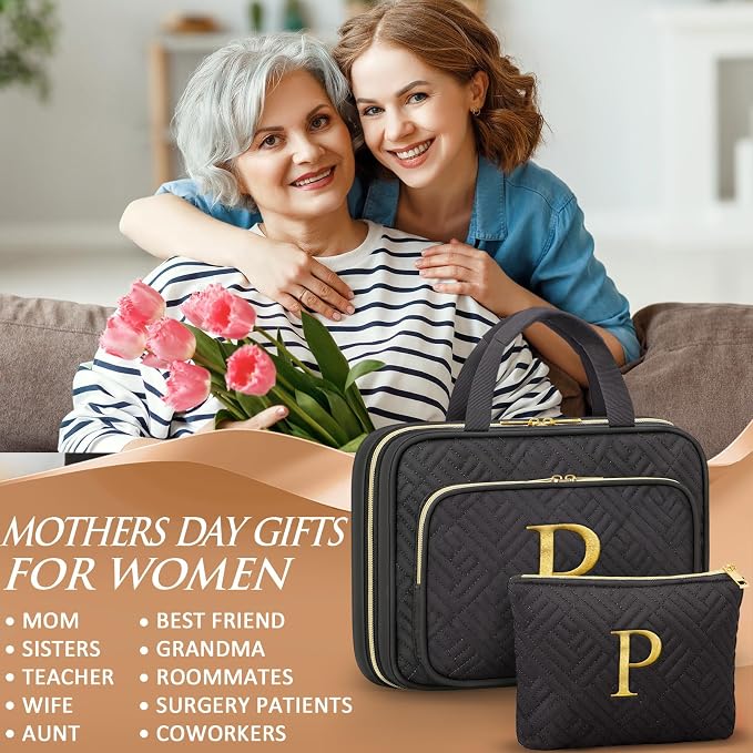 Personalized Gifts for Women, Initial Toiletry Bag Hanging Travel Organizer & - Image 8