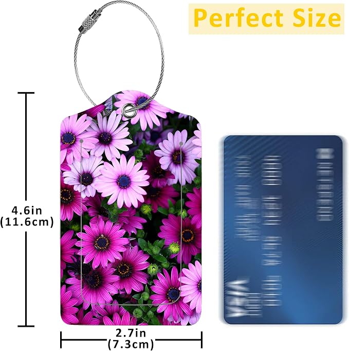 2 Pack Luggage Tags for Suitcases, Flowers Luggage Tag, PU Leather Id Label - Image 2