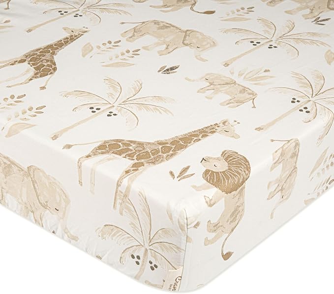 Crane Baby Safari Nursery Decor Crib Sheet, 100% Cotton Fitted Sheet by CraneBaby