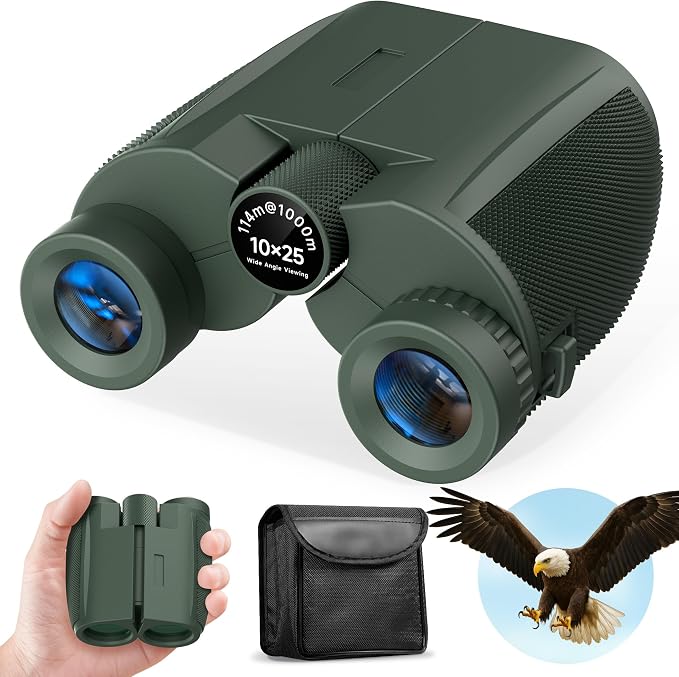 10x25 Compact Binoculars for Adults and Kids, Large View Waterproof Small by Unknown