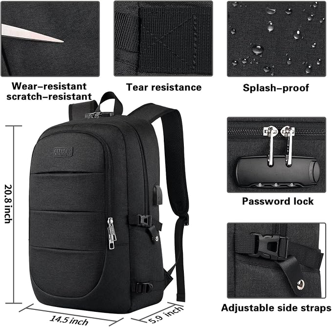 AMBOR Travel Laptop Backpack, 18.4 inch Anti Theft Business Laptop Carry on - Image 5