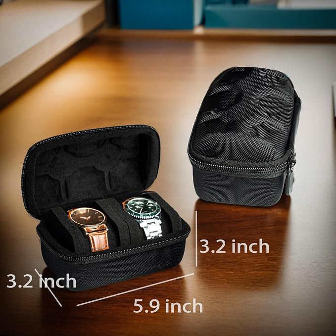 2 slot Hard Watch Travel Case, Watch Roll Case Storage and Organizer - Image 2