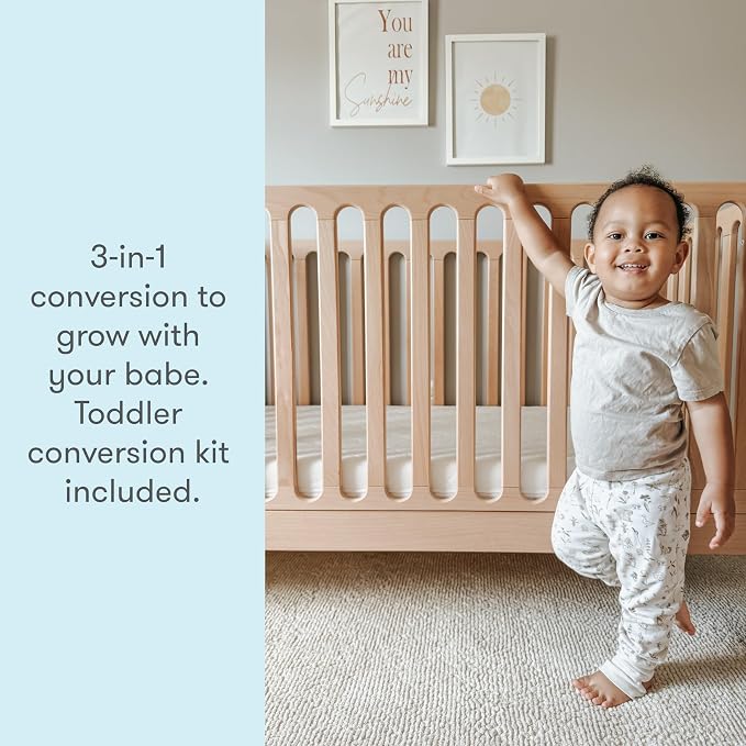 Newton Baby Galileo Standard Crib, Solid Beech Wood in Natural Color, 3-in-1 - Image 4