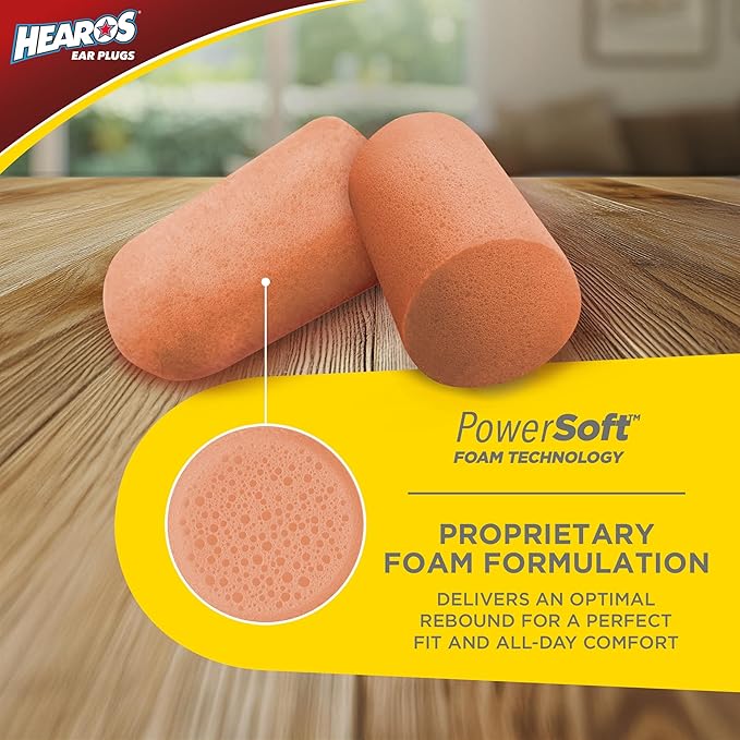 HEAROS Ultimate Softness Foam Disposable Earplugs, NRR 32, 100 Pair, PU Foam - Image 2