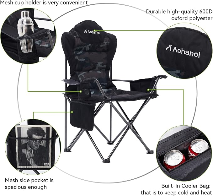 Camping Chairs for Heavy People, Folding Chairs for Outside Outdoor Folding - Image 4