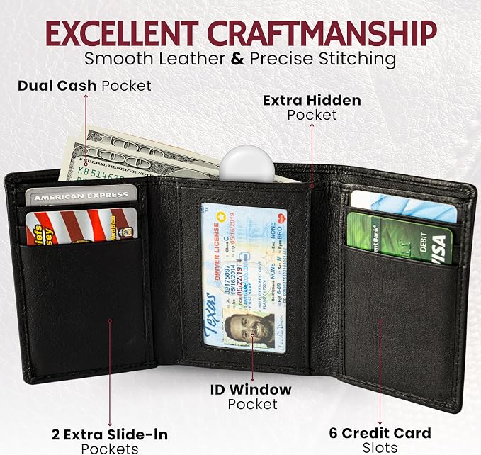 BULL GUARD Mens RFID Wallet, ID and Secret Pocket, Trifold - Image 4