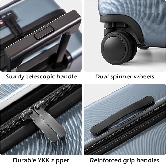 Coolife Luggage Suitcase Piece Set Carry On ABS+PC Spinner - Image 6