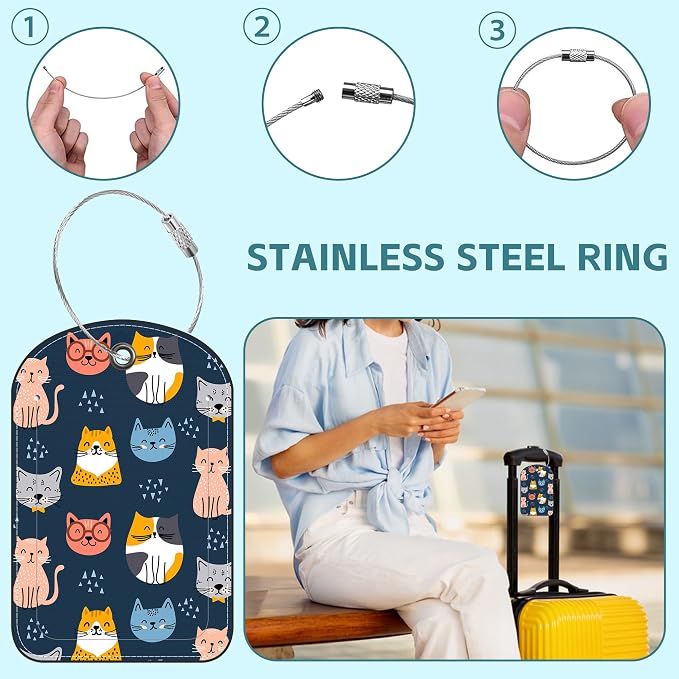 Cute Cat Animal Prints Luggage Tag - Image 3