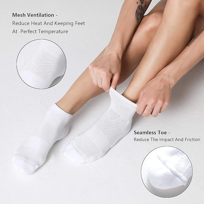 CS CELERSPORT 6 Pairs Women's Running Ankle Socks Athletic Sport Socks Cushioned - Image 4