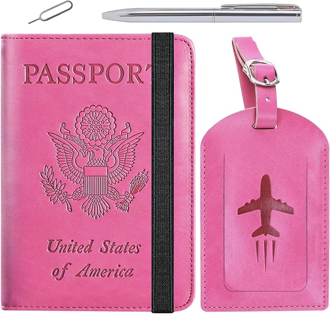 Passport Holder With Luggage Tag Travel Essentials Passport Cover Wallet RFID by PASCACOO